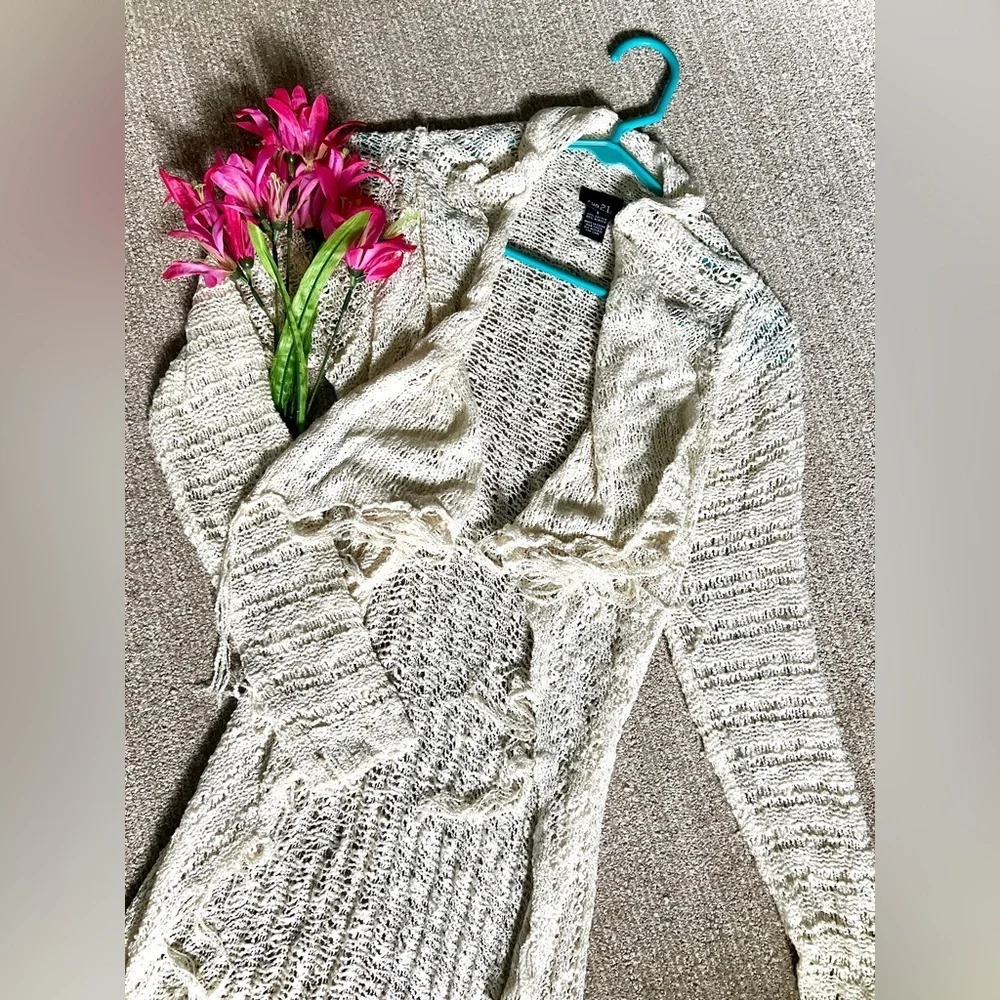 Rue21 Fringe Crochet Duster Cardigan - Small